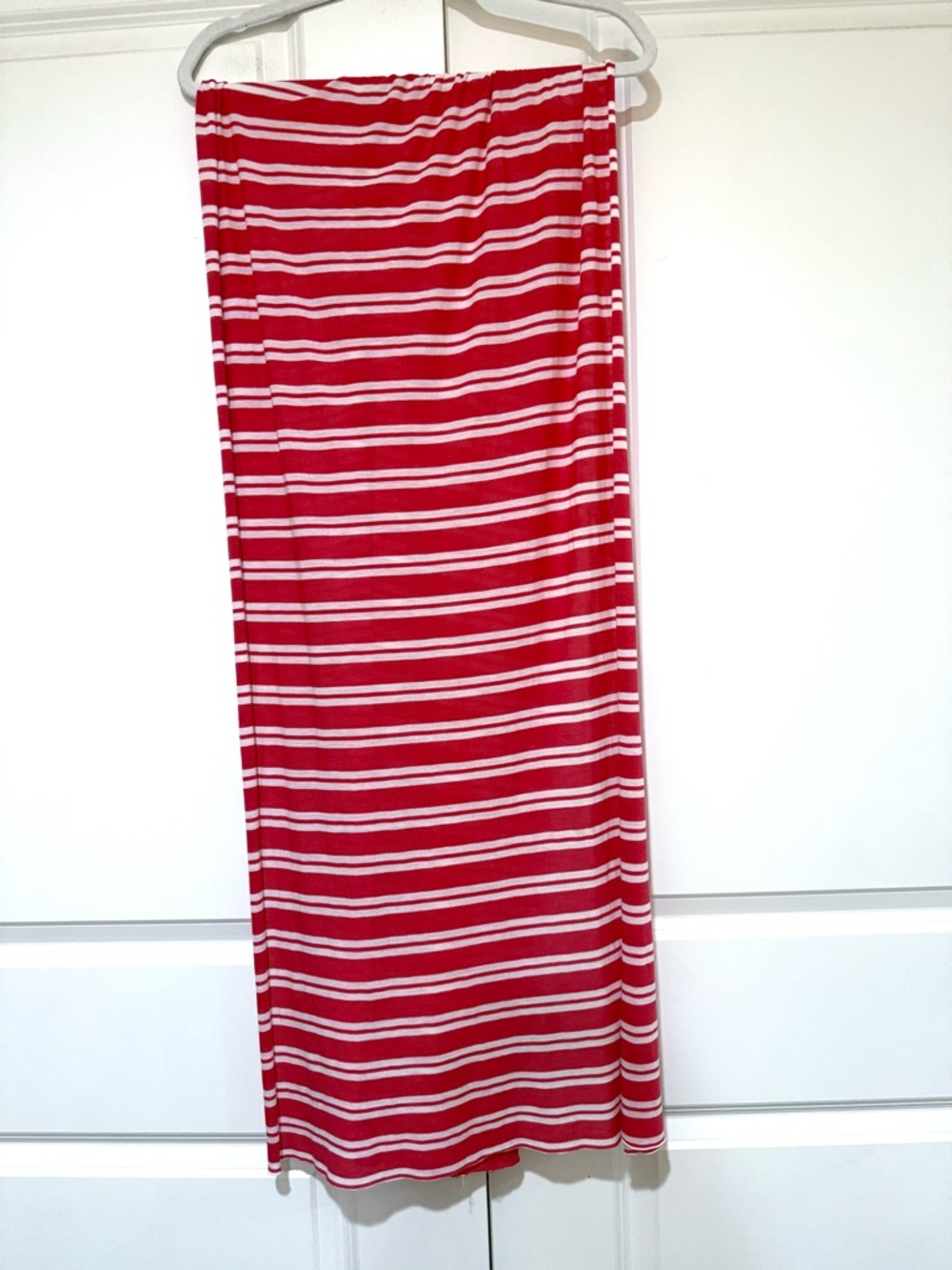 J. Crew Red and White Striped Maxi Skirt